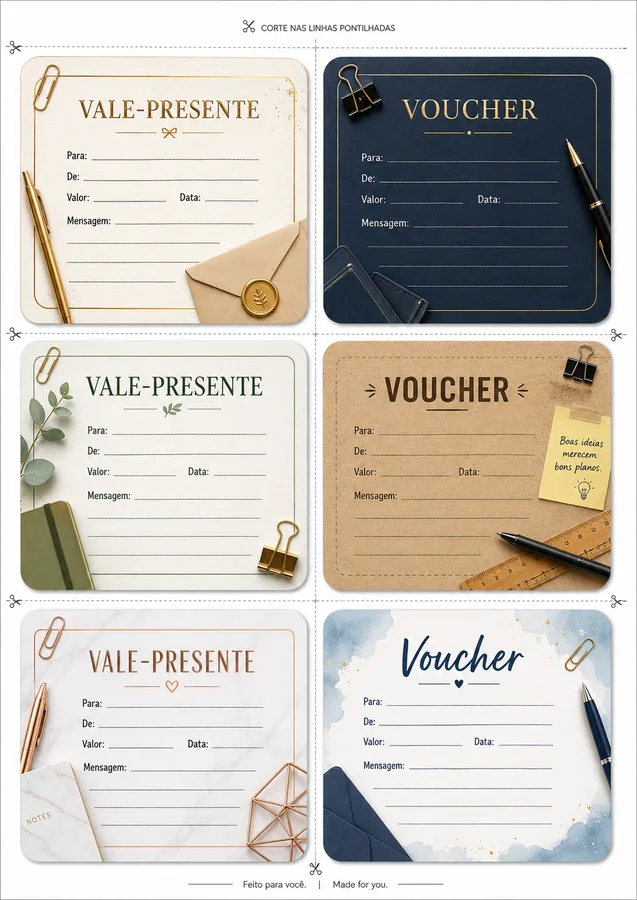 Vouchers elegantes para imprimir em PDF