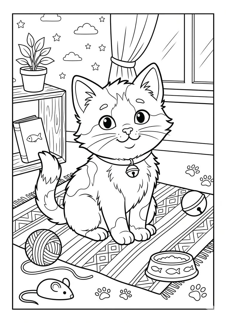 Desenho de gatinho fofo para colorir
