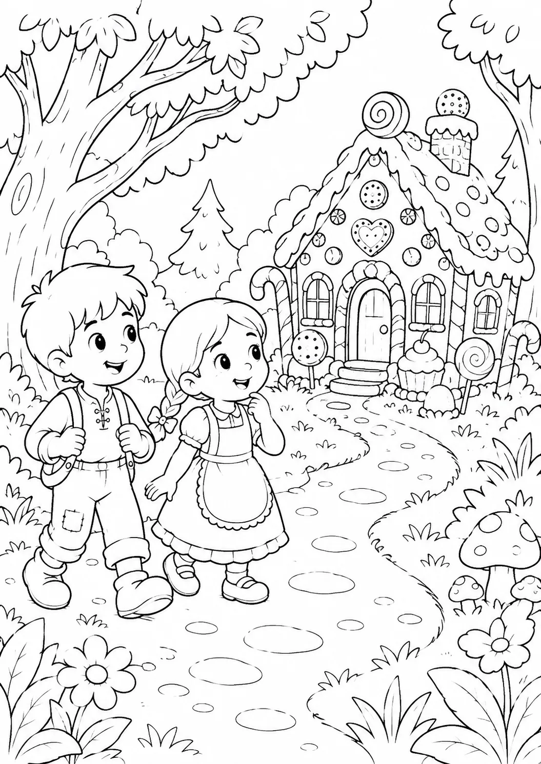 Desenho Para Colorir Crianças Na Floresta Para Imprimir A4 para imprimir