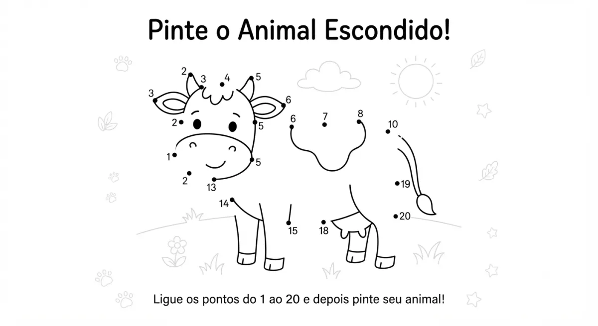 Desenho Atividade Ligue Os Pontos Números De 1 A 20 Para Imprimir A4 para imprimir