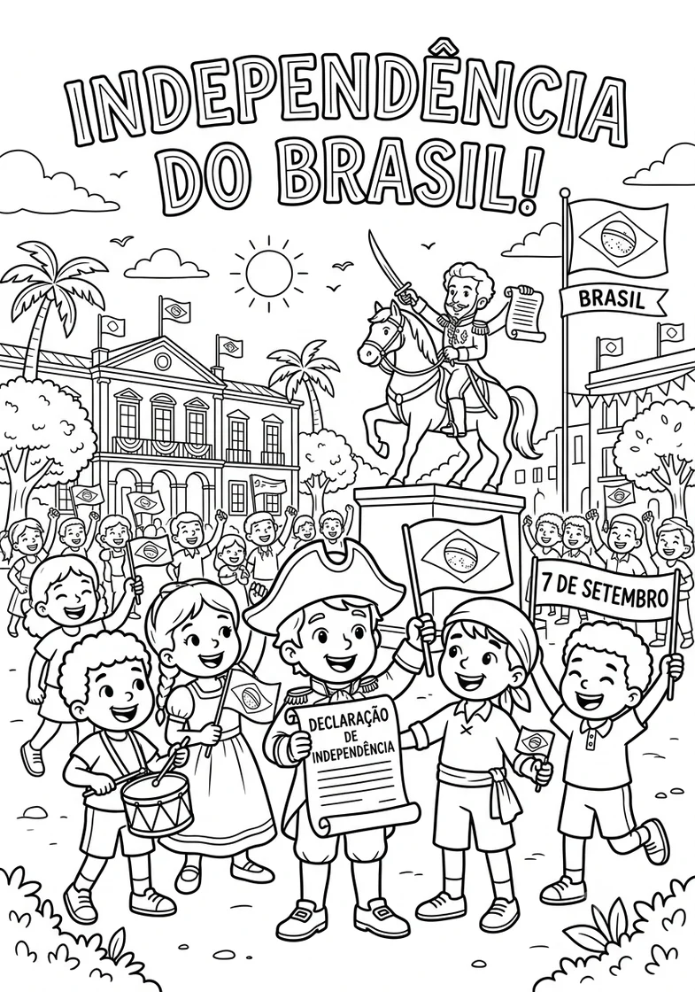 Desenho Independência do Brasil 7 de Setembro para colorir