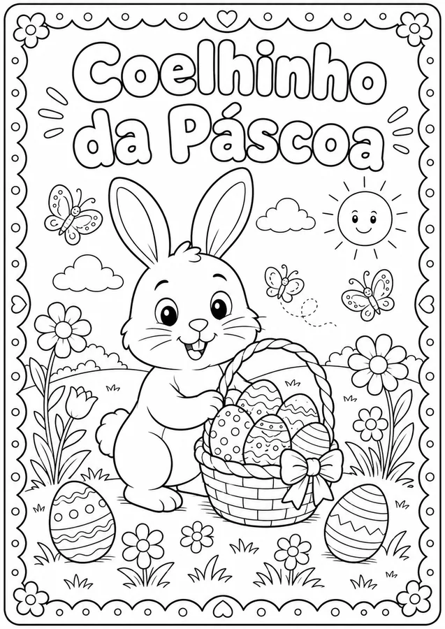 Desenho de coelhinho da Páscoa para colorir em PDF