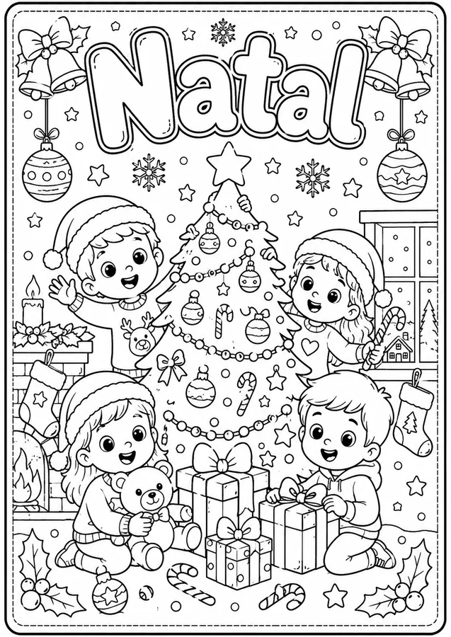 Desenho de Natal infantil para colorir em PDF