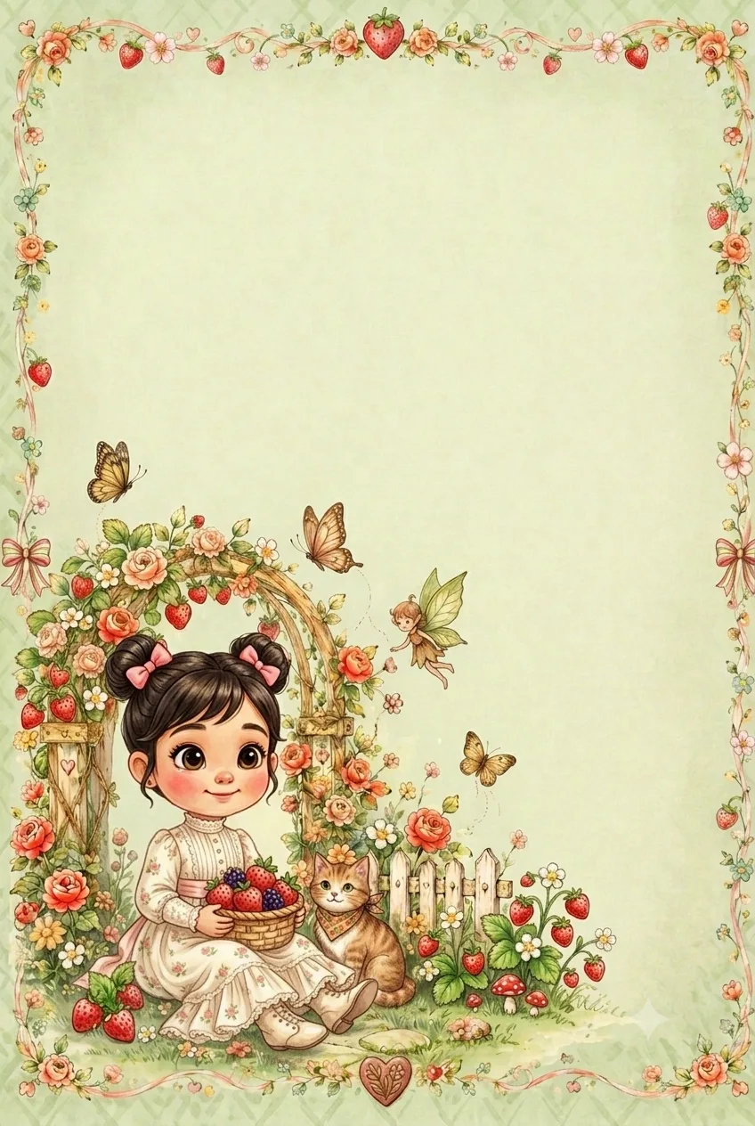 Desenho Papel De Carta Com Flores E Vestido Vintage para imprimir