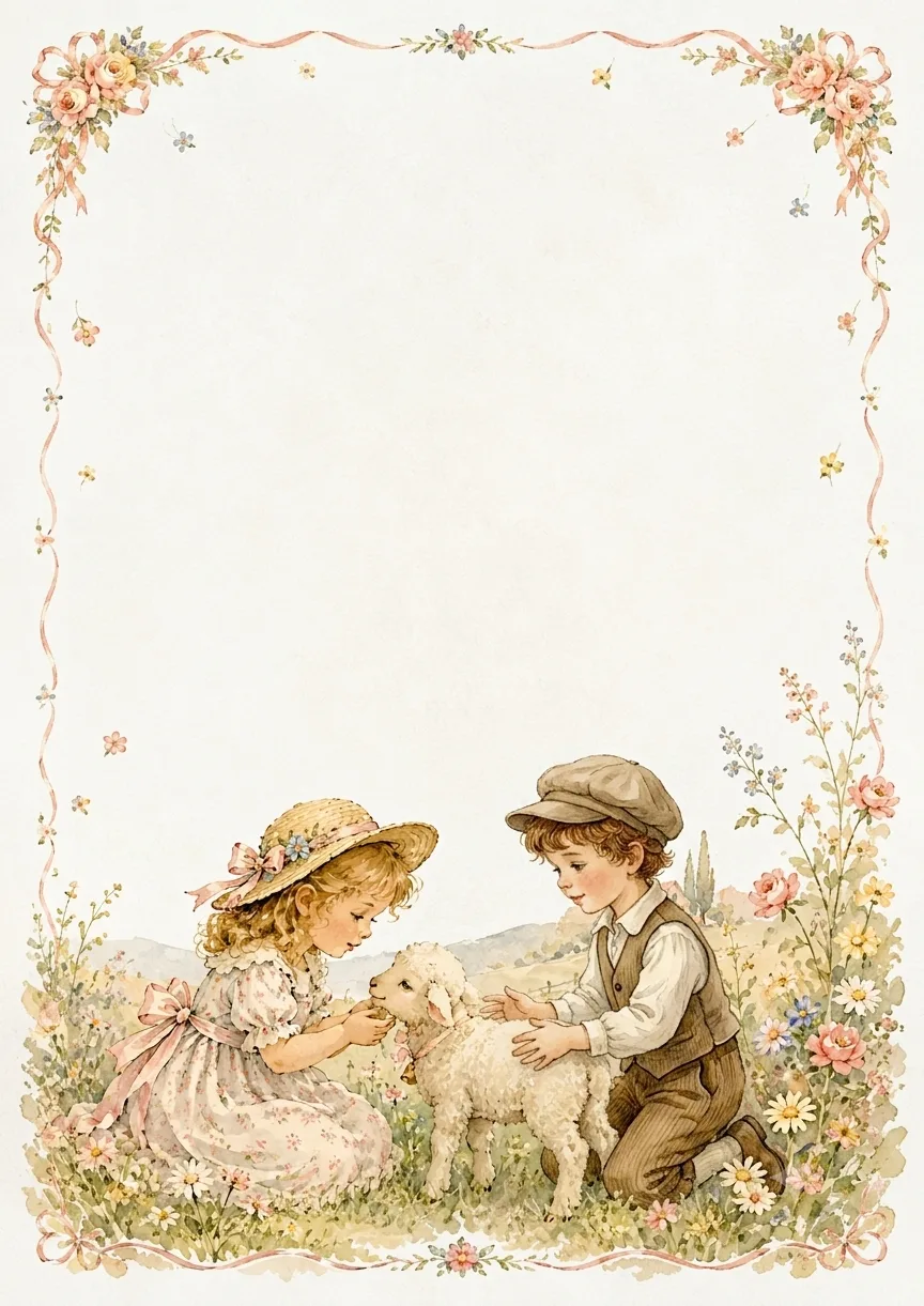 Desenho Papel De Carta Crianças Estilo Vintage para imprimir