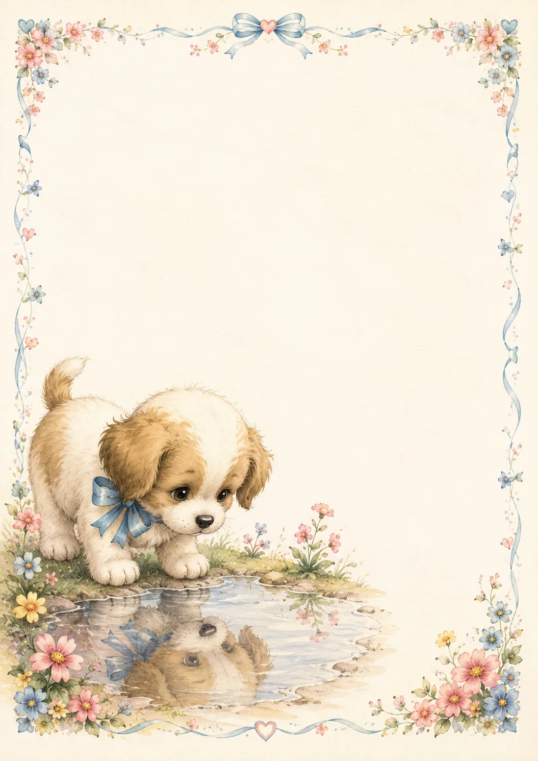 Desenho Papel De Carta De Cachorrinho para imprimir