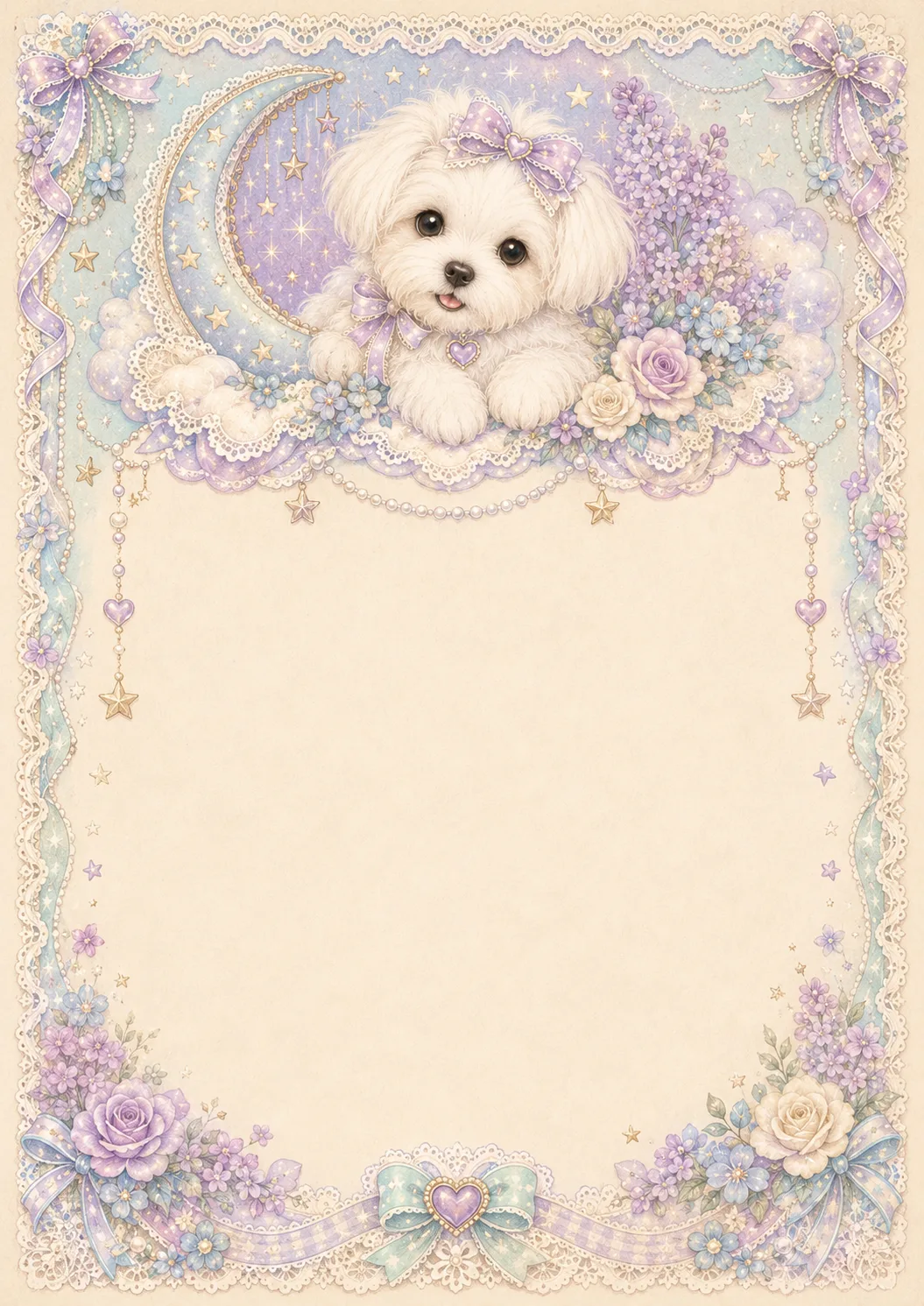 Desenho Papel De Carta Filhote Charlotte Estilos Anos 90 Azul para imprimir