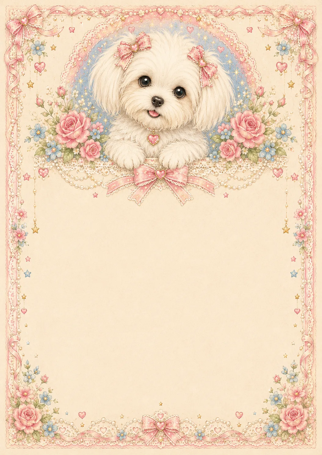 Desenho Papel De Carta Filhote Charlotte Estilos Anos 90 Rosa para imprimir