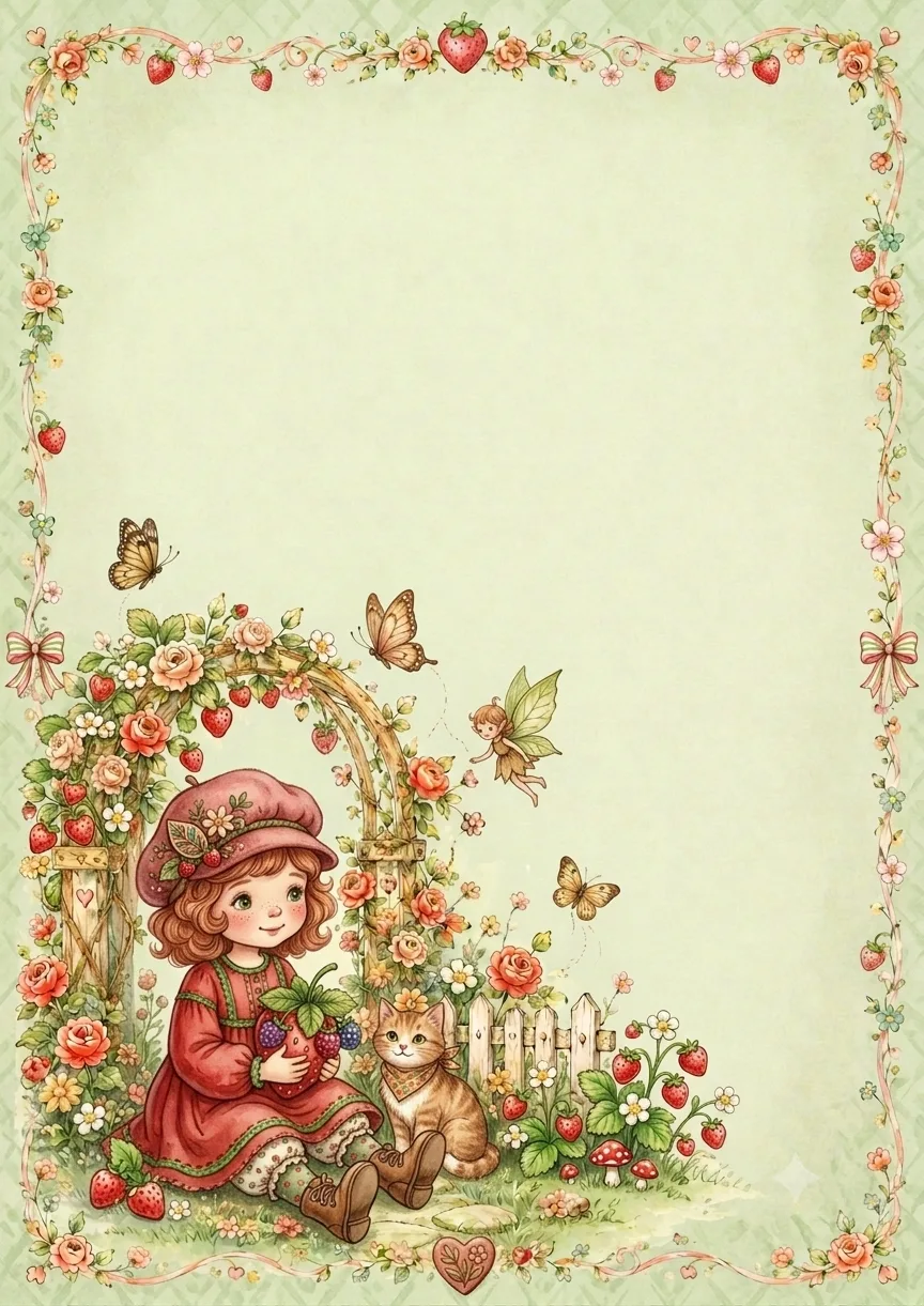 Desenho Papel De Carta Menina Vestido Vermelho para imprimir
