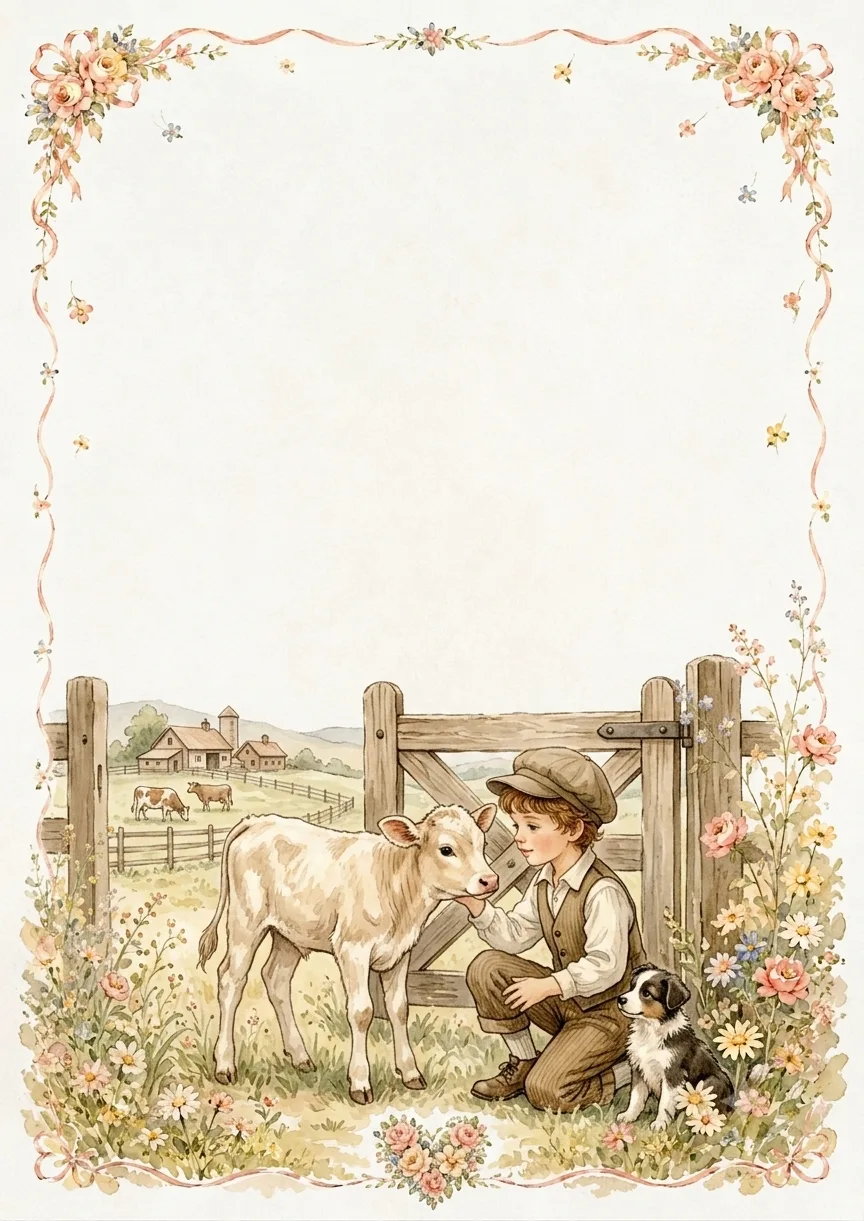 Desenho Papel De Carta Menino Estilo Vintage para imprimir