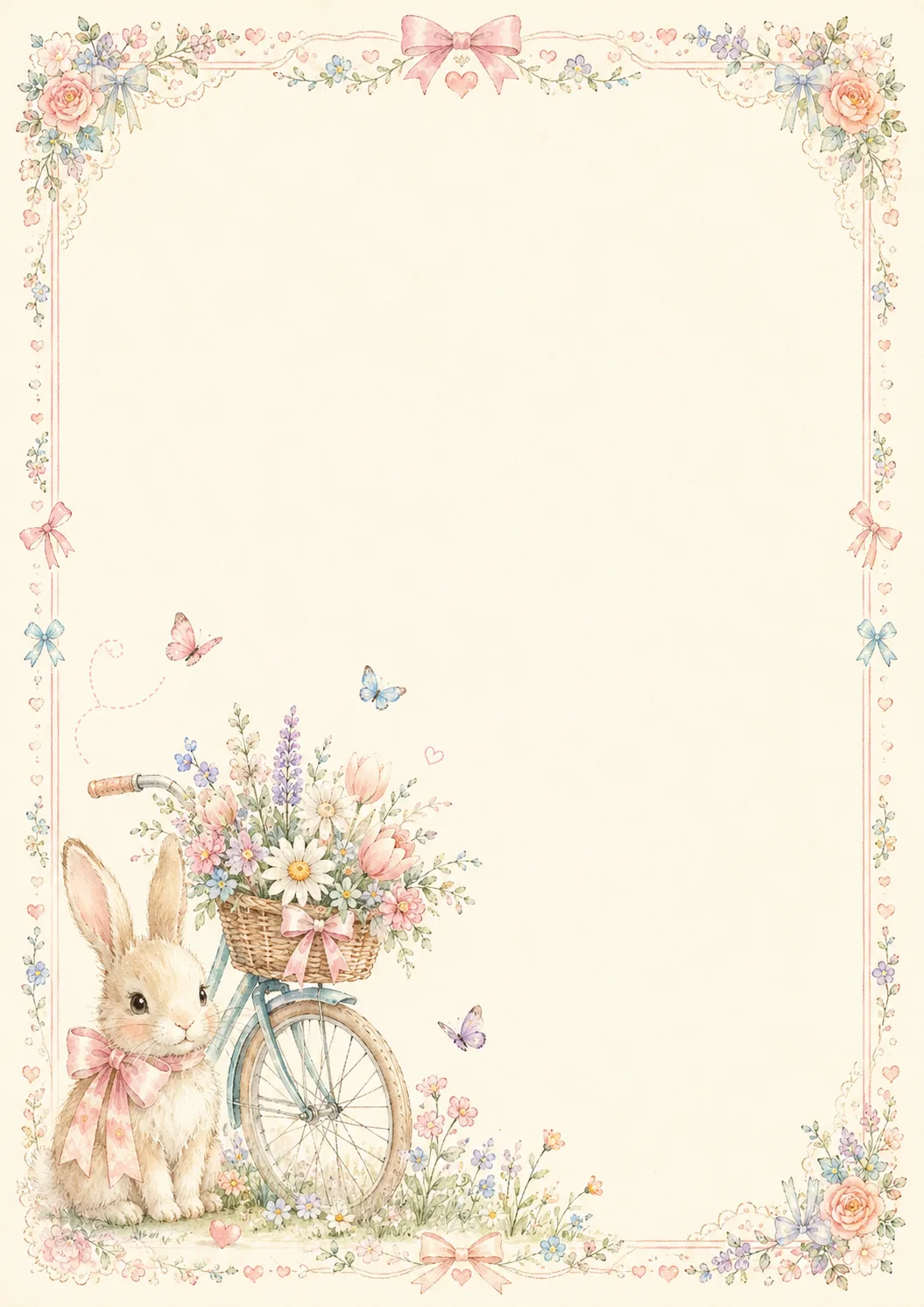 Desenho Papel De Carta Rosa De Coelhinho para imprimir