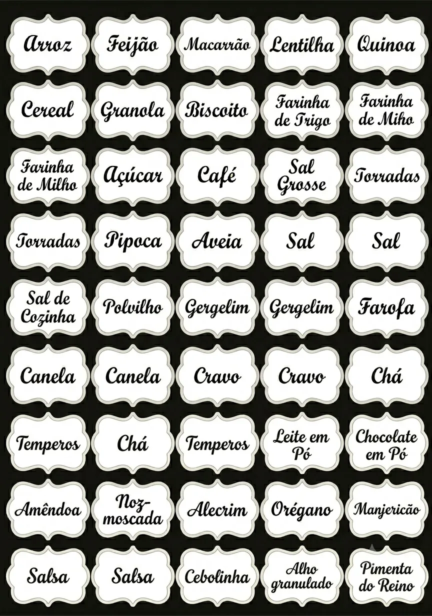 Etiqueta Molduras De Produtos De Cozinha Tipo Adesivos A4 Branco para imprimir