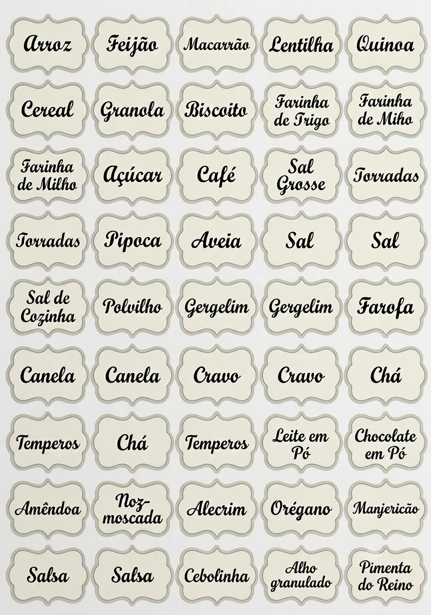Etiqueta Molduras De Produtos De Cozinha Tipo Adesivos A4 Preto para imprimir
