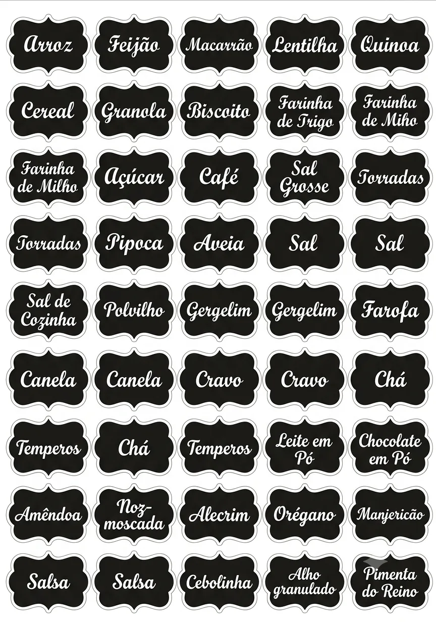 Etiqueta Molduras De Produtos De Cozinha Tipo Adesivos A4 para imprimir