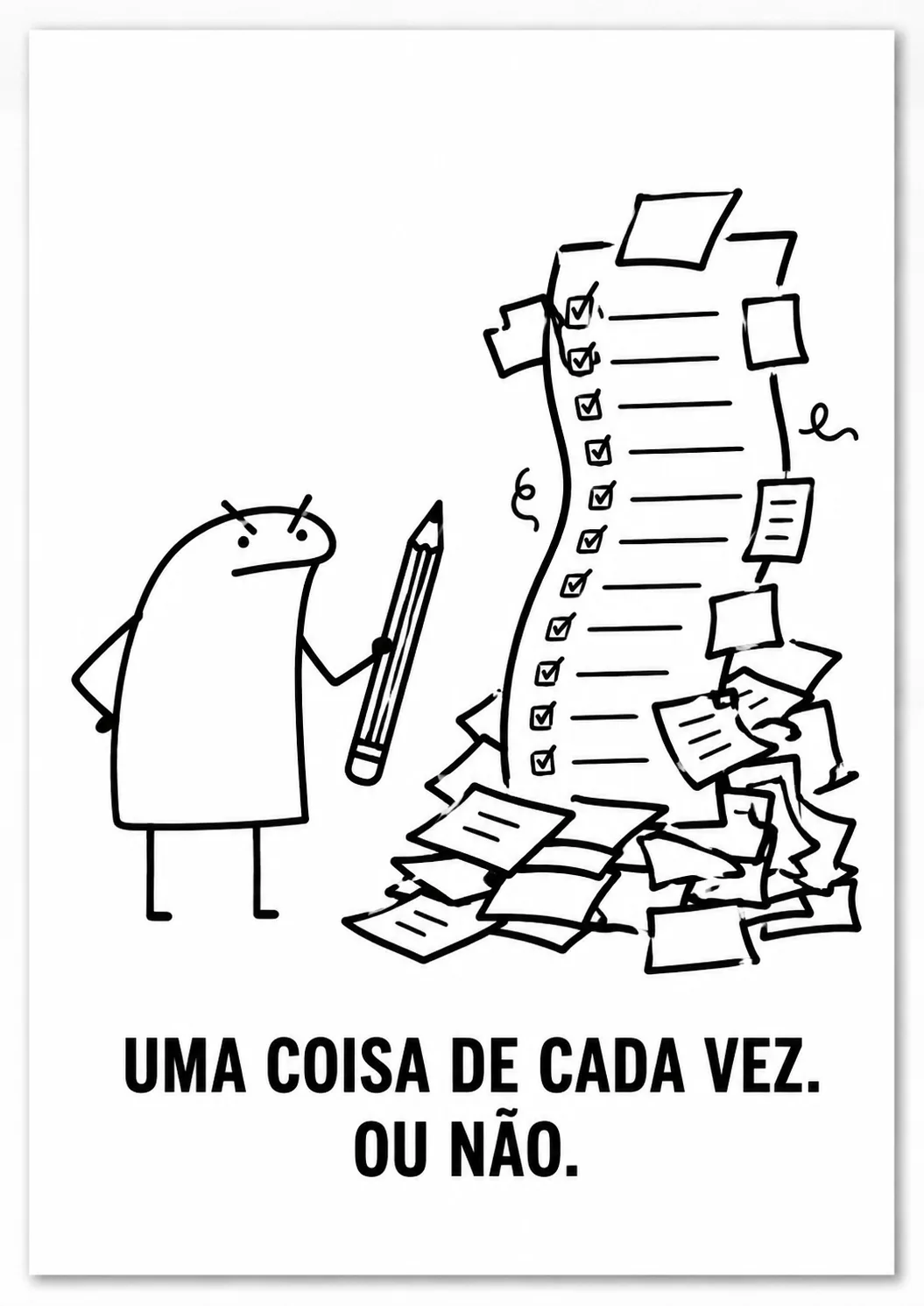 Placa Para Escritorio Divertidas Doodle Rabiscado Uma Coisa De Cada Vez A4 para imprimir