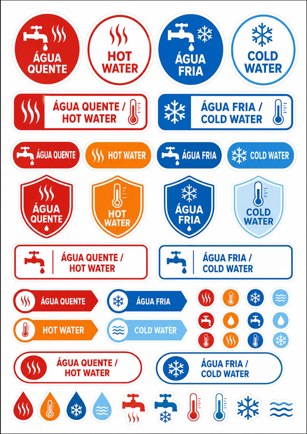 Etiqueta Com Descrição De Agua Quente E Fria Para Impressao para imprimir