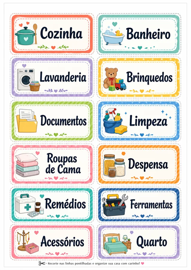 Etiquetas de organizacao da casa para imprimir