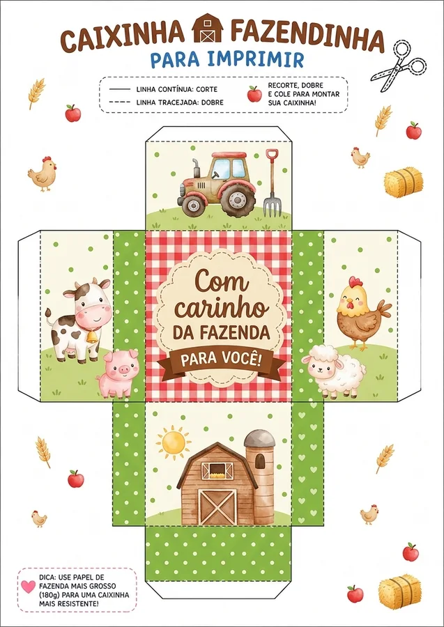 Caixinha fazendinha para imprimir em PDF