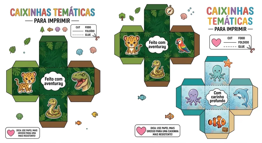 Caixinhas temáticas infantis para imprimir