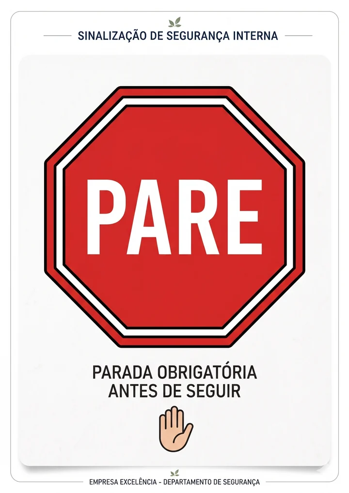 Placa Pare com parada obrigatória antes de seguir