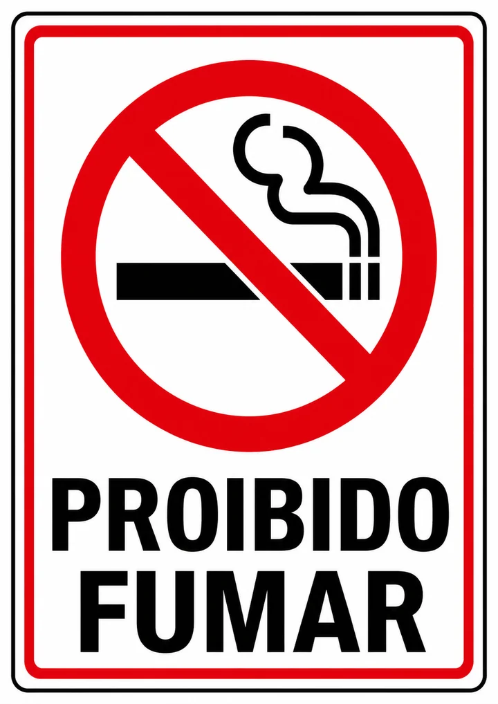 Placa Proibido Fumar com símbolo vermelho para imprimir
