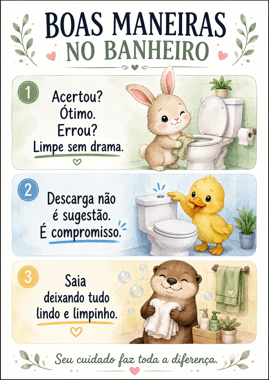 Placas Aviso De Banheiro Tema De Bichinhos A4 Para Imprimir para imprimir
