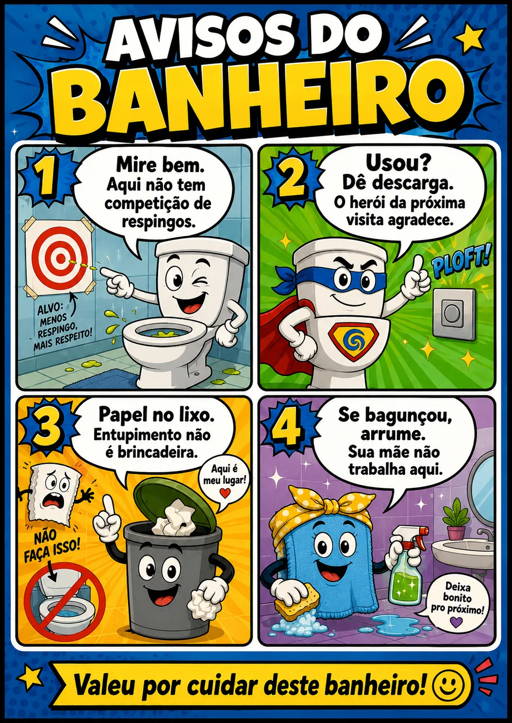 Placas Aviso De Banheiros Estilo Engraçados A4 Para Imprimir para imprimir
