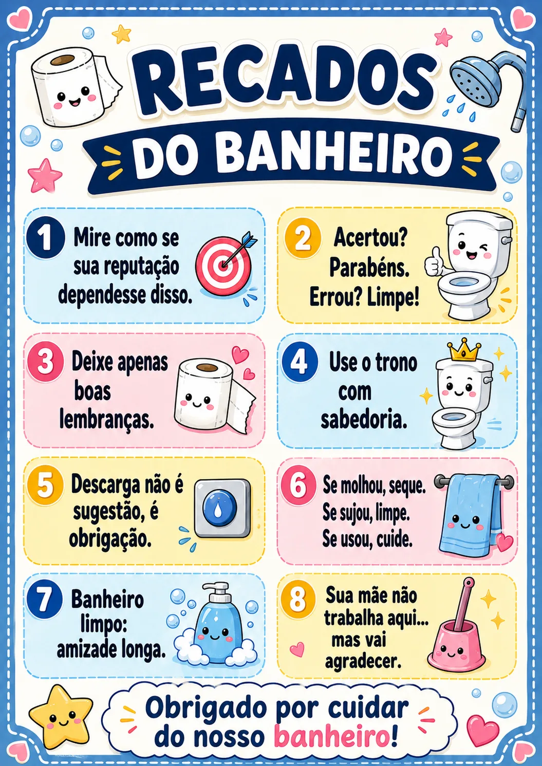 Placas Recados De Banheiro Divertido A4 Para Imprimir para imprimir