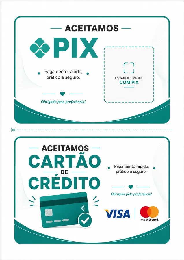 Kit placas Pix e Cartão para imprimir
