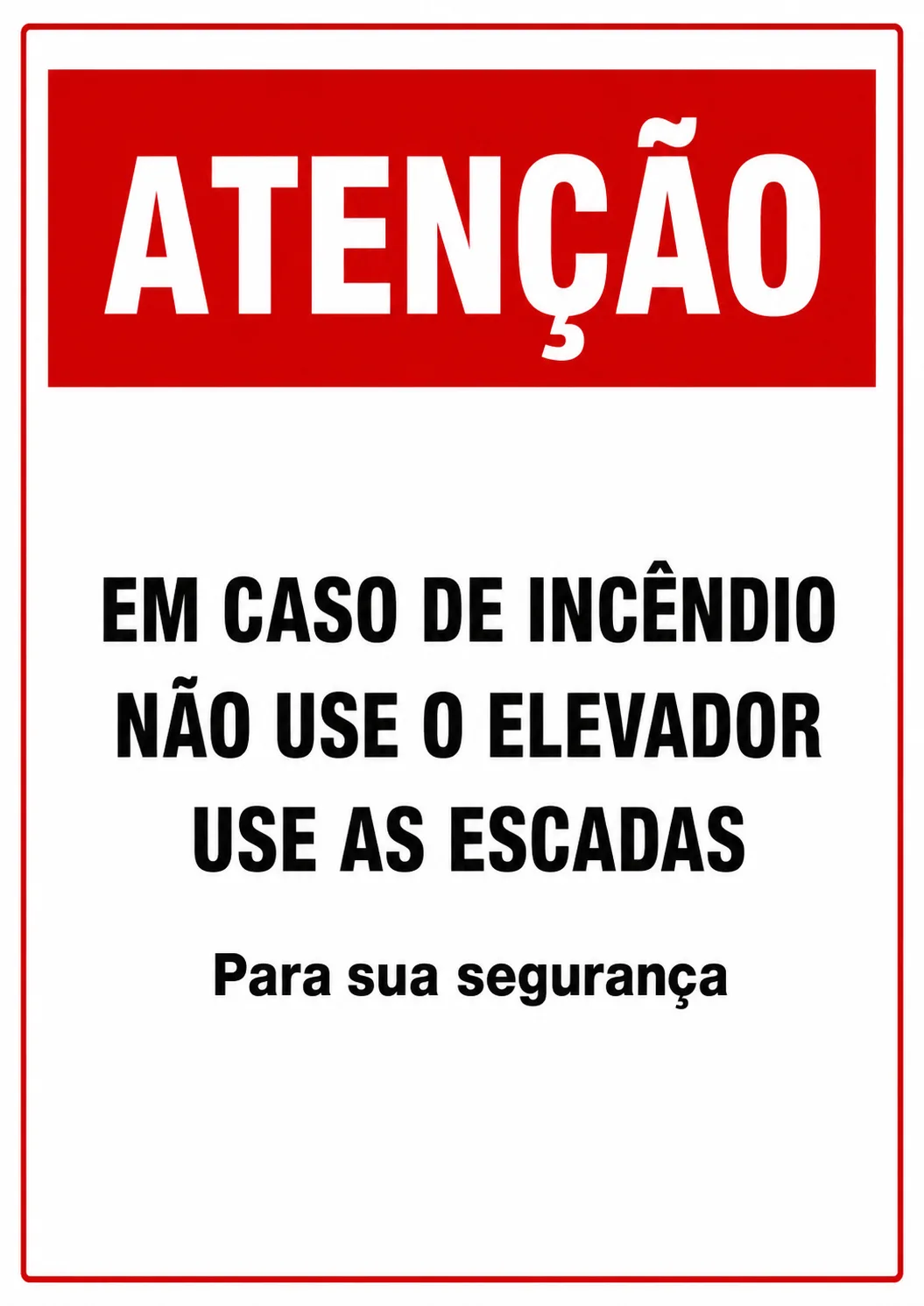 Placa De Segurança Elevadores Uso De Escadas para imprimir