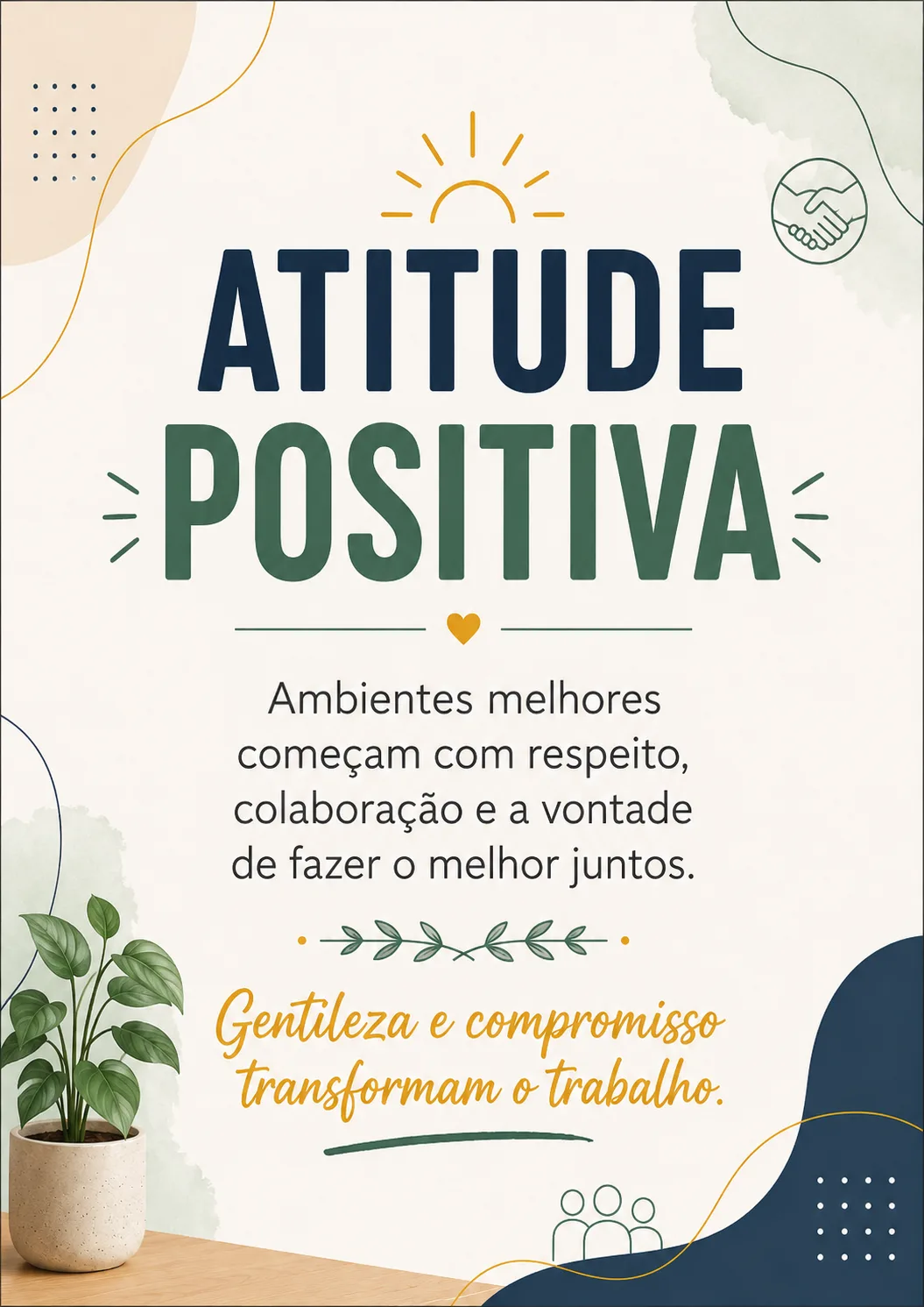 Placa Para Escritorio Atitude Positiva Impressao A4 para imprimir