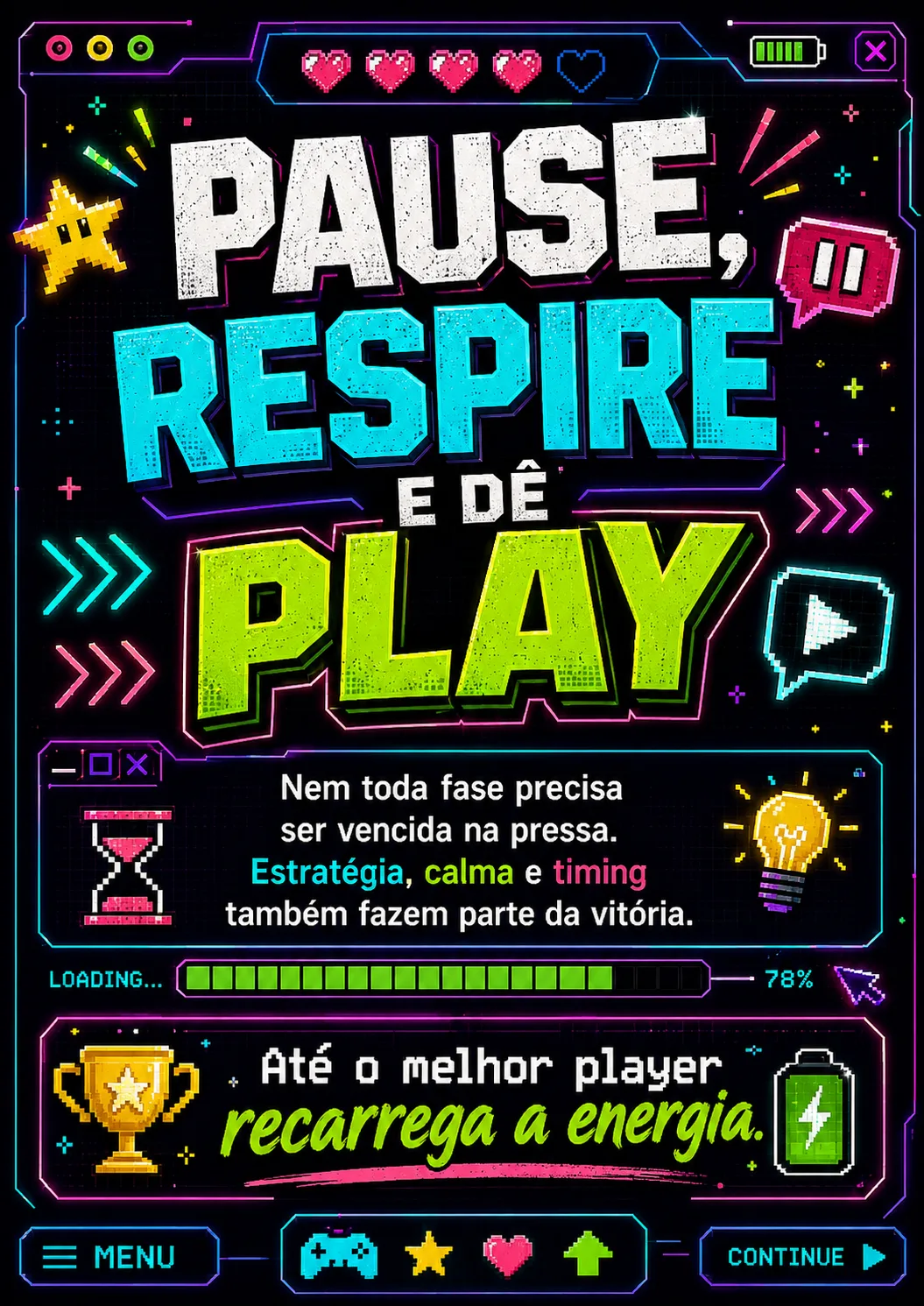 Placa Para Escritorio Estilo Gamer Pause E Play Impressão A4 para imprimir