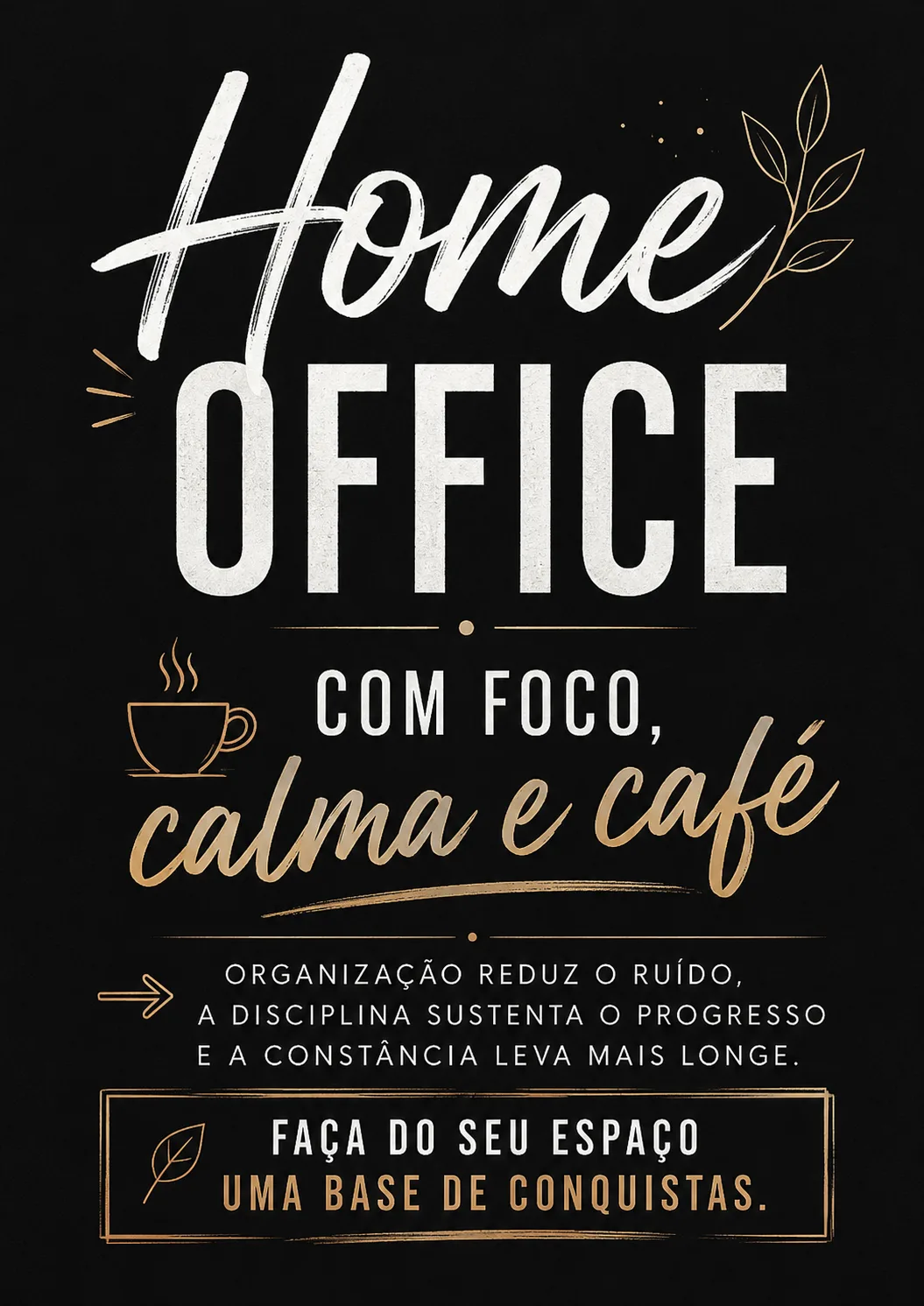 Placa Para Escritorio Home Office Com Foco Calma E Cafe Impressao A4 para imprimir