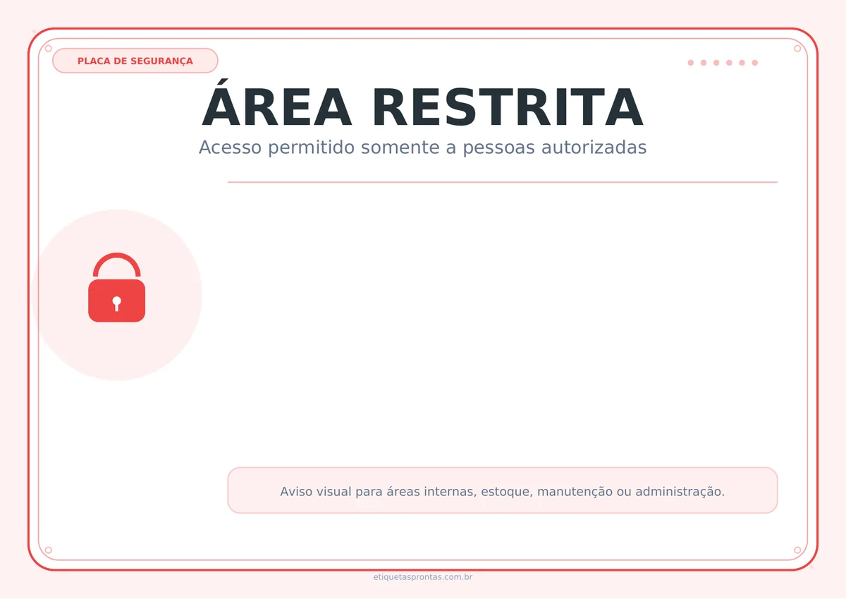 Placa Área Restrita para imprimir