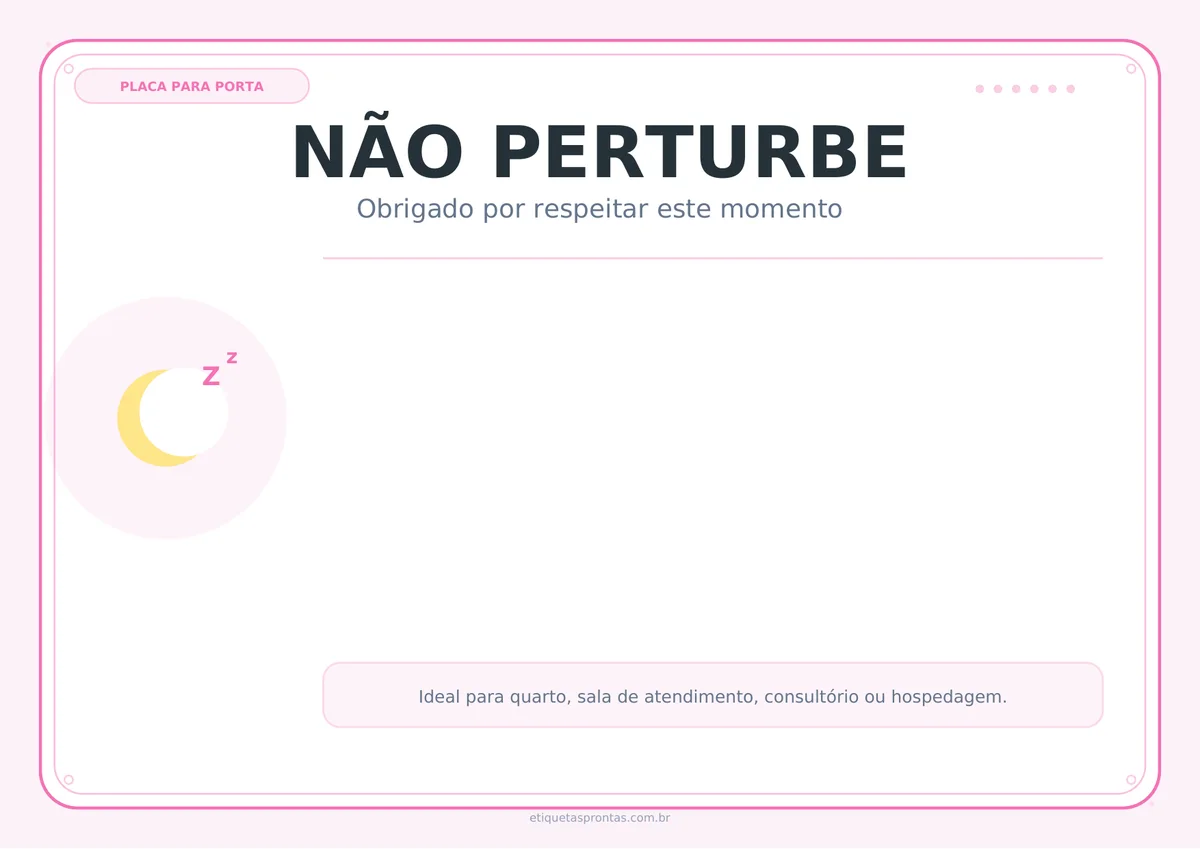 Placa Não Perturbe para imprimir em PDF