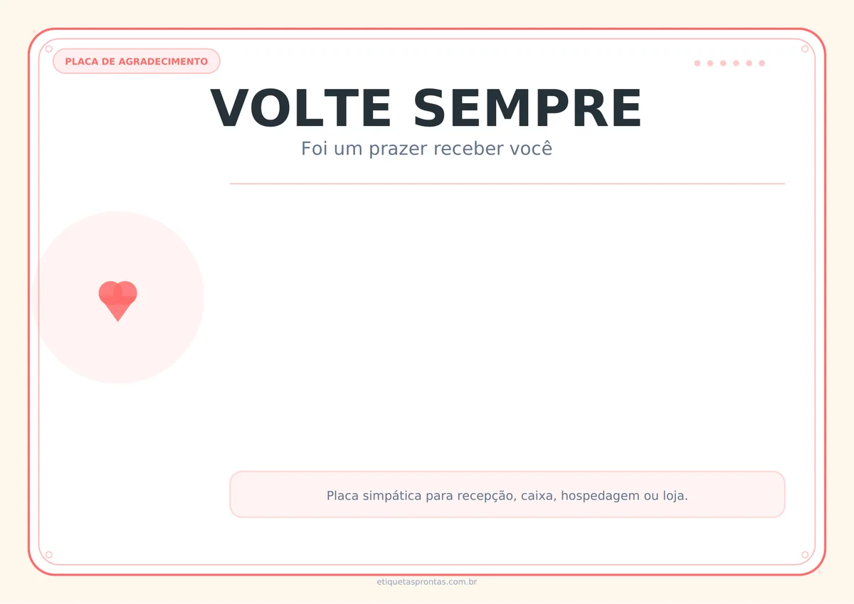 Placa Volte Sempre para imprimir