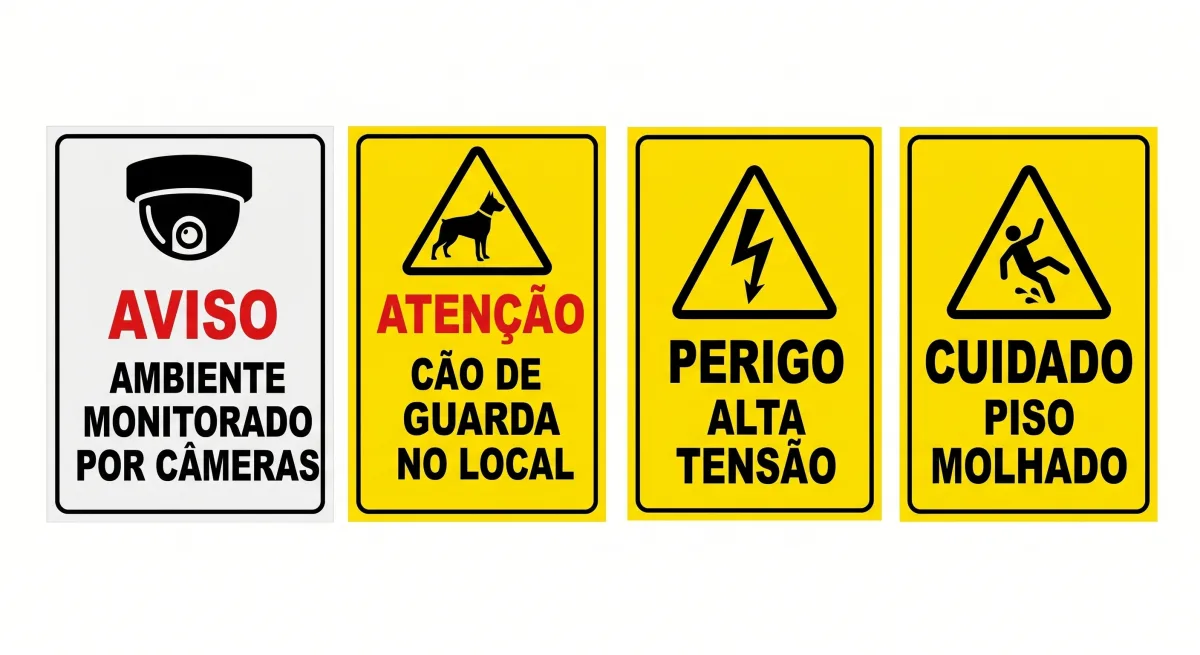 Placa De Segurança Avisos A4 para imprimir
